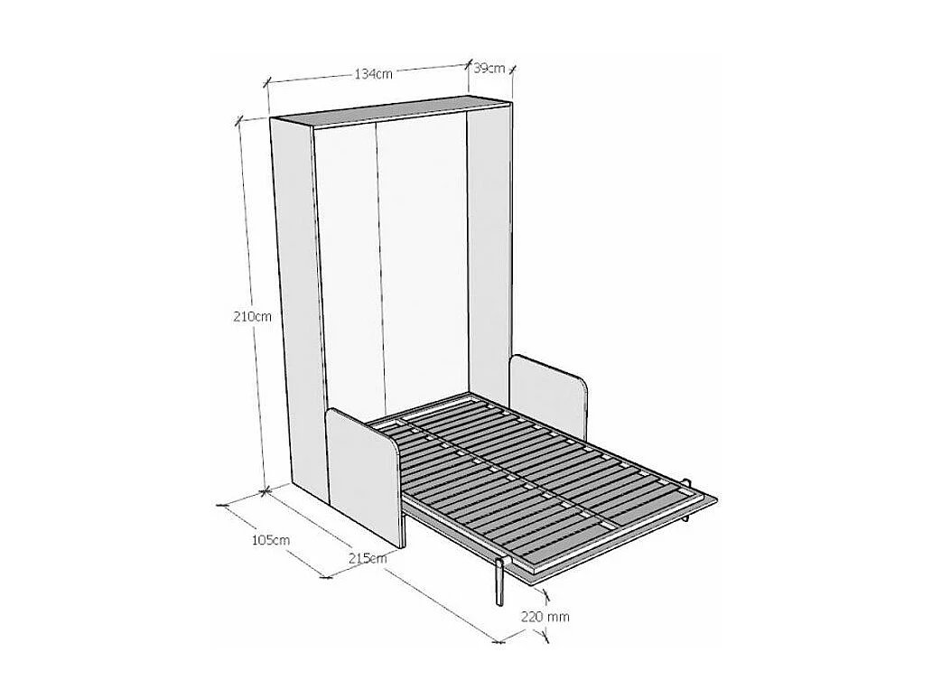 Cama 120 Kentaro sofá dobrável vertical Nogueira