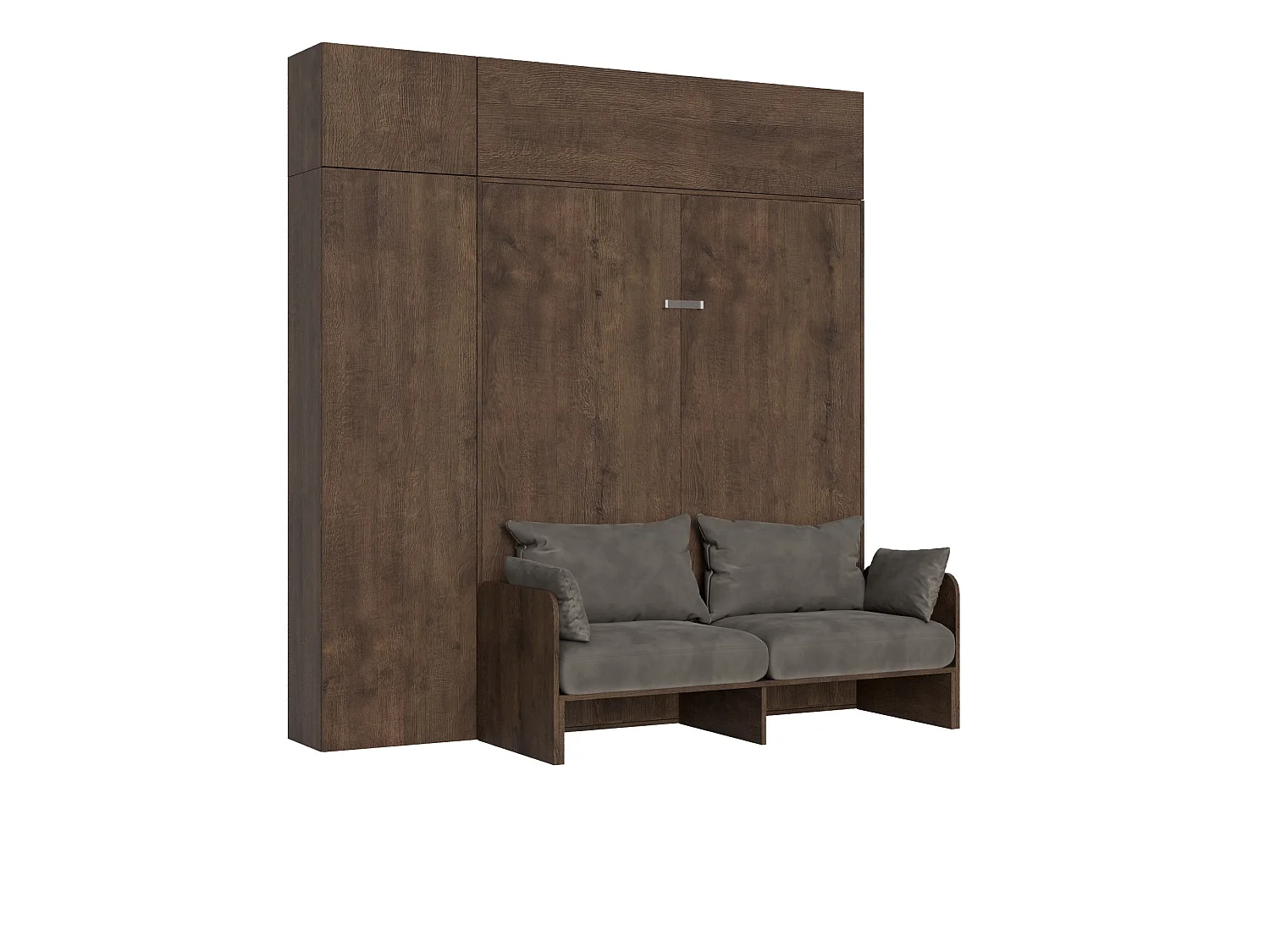 Sofà Kentaro Noce lit double avec colonne élément mural traverse élément mural au-dessus de la colonne