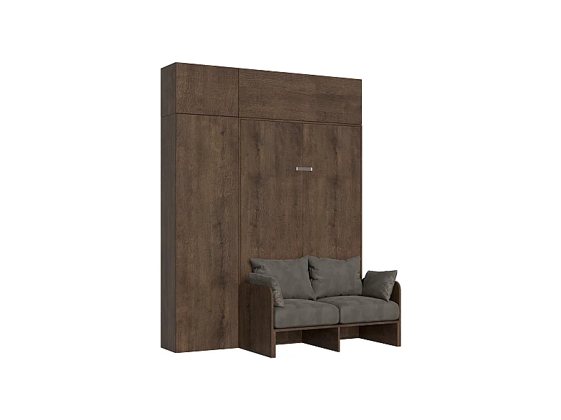 Bett 140 Sofà Kentaro Noce mit Säule – Hängeschrank – Hängeschrank über Säule Klappbett