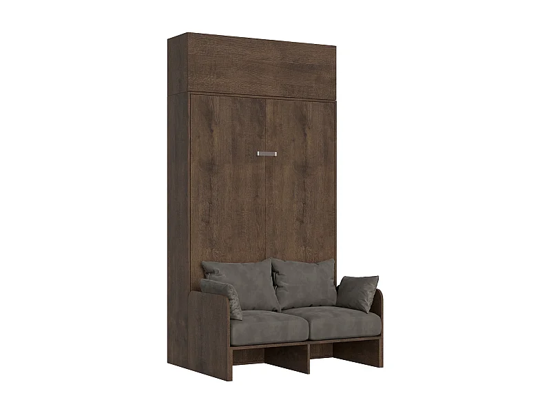 Pionowa wysuwana szafka łóżkowa 140 Kentaro Sofa z wysokim elementem Orzech
