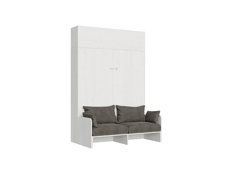 Doppelbett Sofà Kentaro Esche weiß mit Oberlichtschrank Klappbett