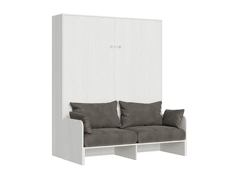 Lit double Sofà Kentaro escamotable vertical Frêne Blanc