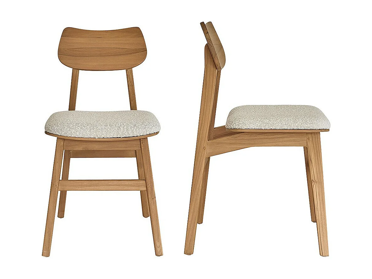 Set di 2 sedie in teak massello seduta bouclette