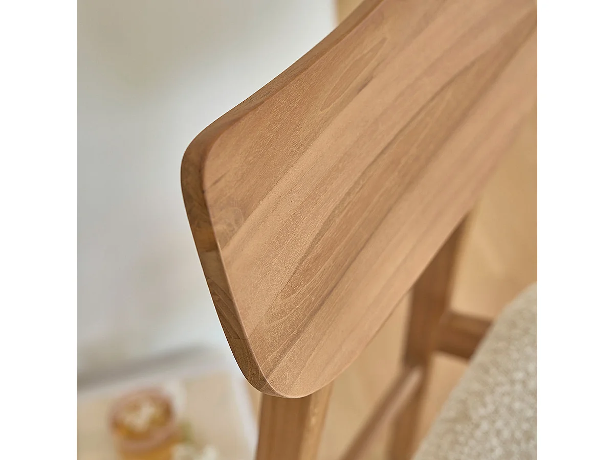 Lot de 2 chaises en teck massif assise bouclette