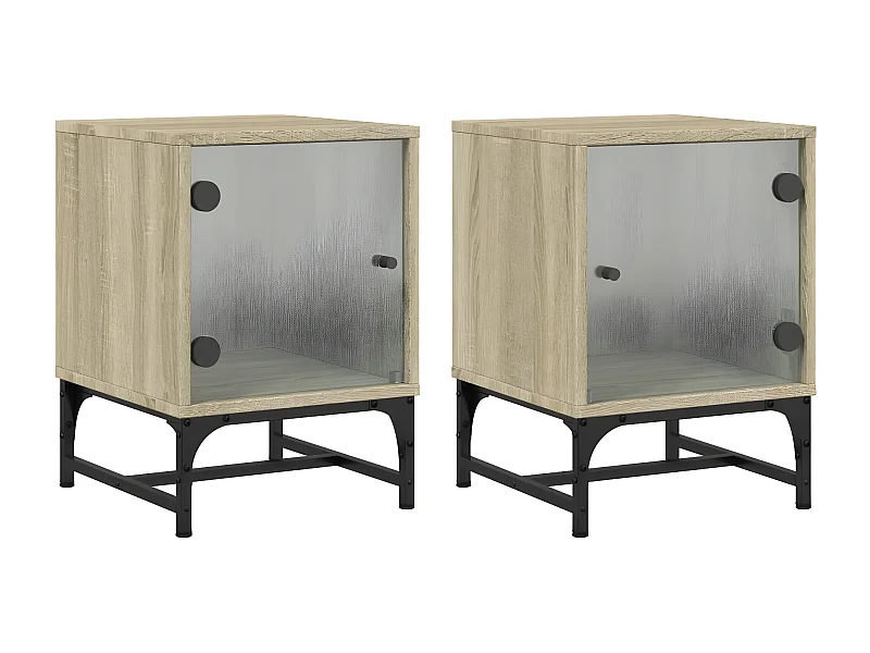 Mesa cabeceira c/ portas vidro 2 pcs 35x37x50cm carvalho sonoma PT98195