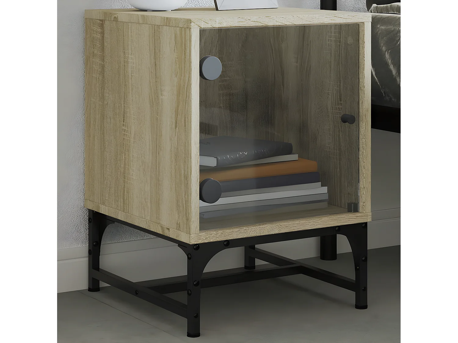 Nachtkastjes met glazen deuren 2 st 35x37x50 cm sonoma eiken NL68488