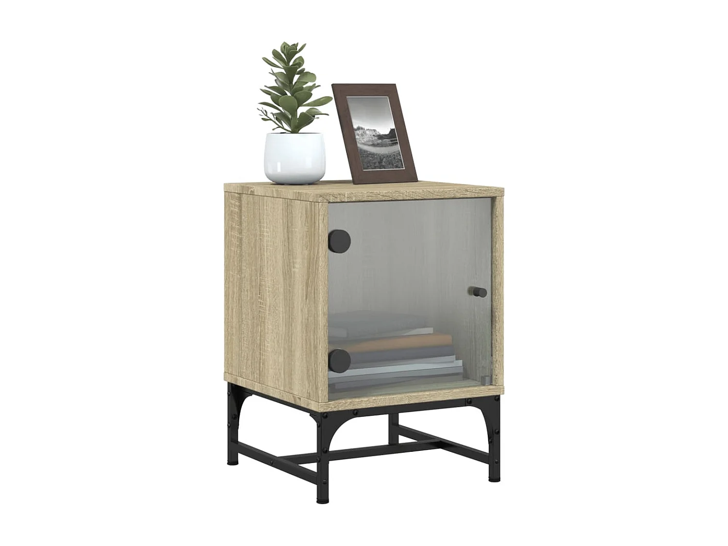 Nachtkastjes met glazen deuren 2 st 35x37x50 cm sonoma eiken NL68488