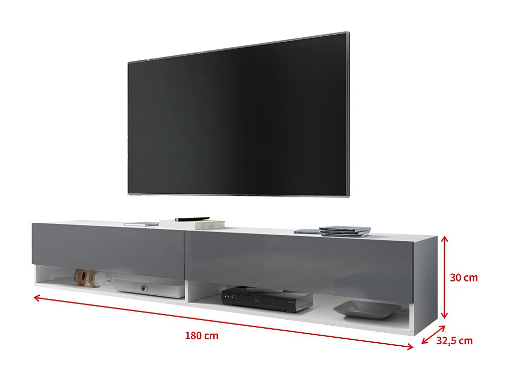 Meuble TV - 180 cm - chêne wotan - sans LED - WANDER