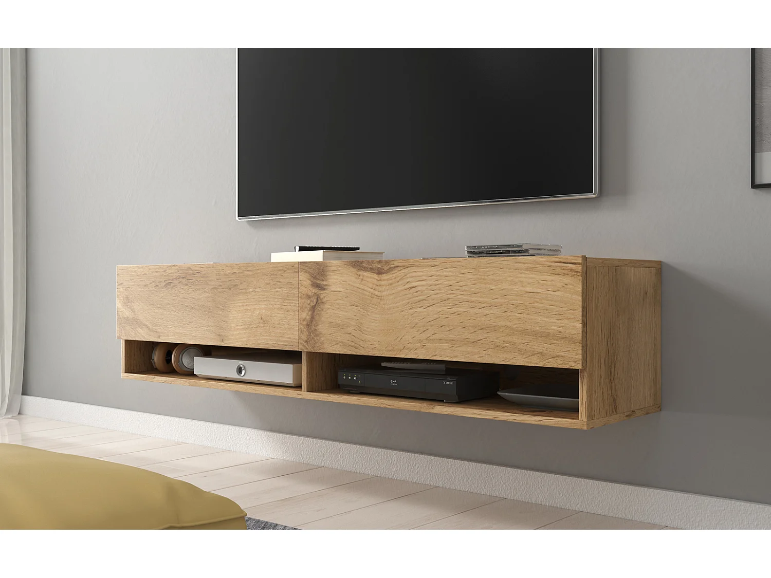Meuble TV - 140 cm - chêne wotan - sans LED - WANDER