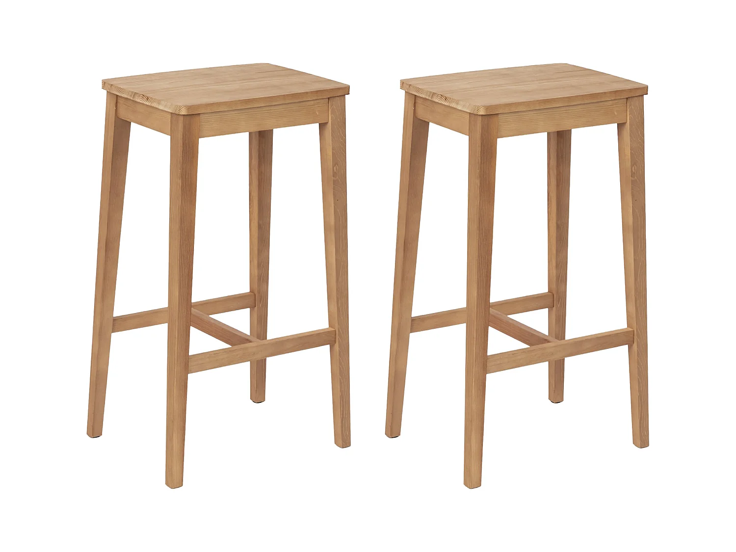 Lot de 2 tabourets de bar bois nature H73 RORIC TALL