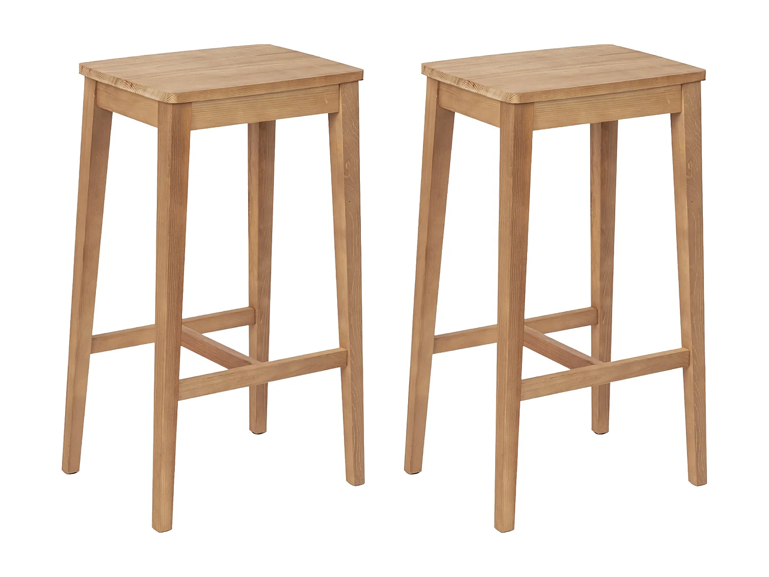 Lot de 2 tabourets de bar bois nature H73 RORIC TALL