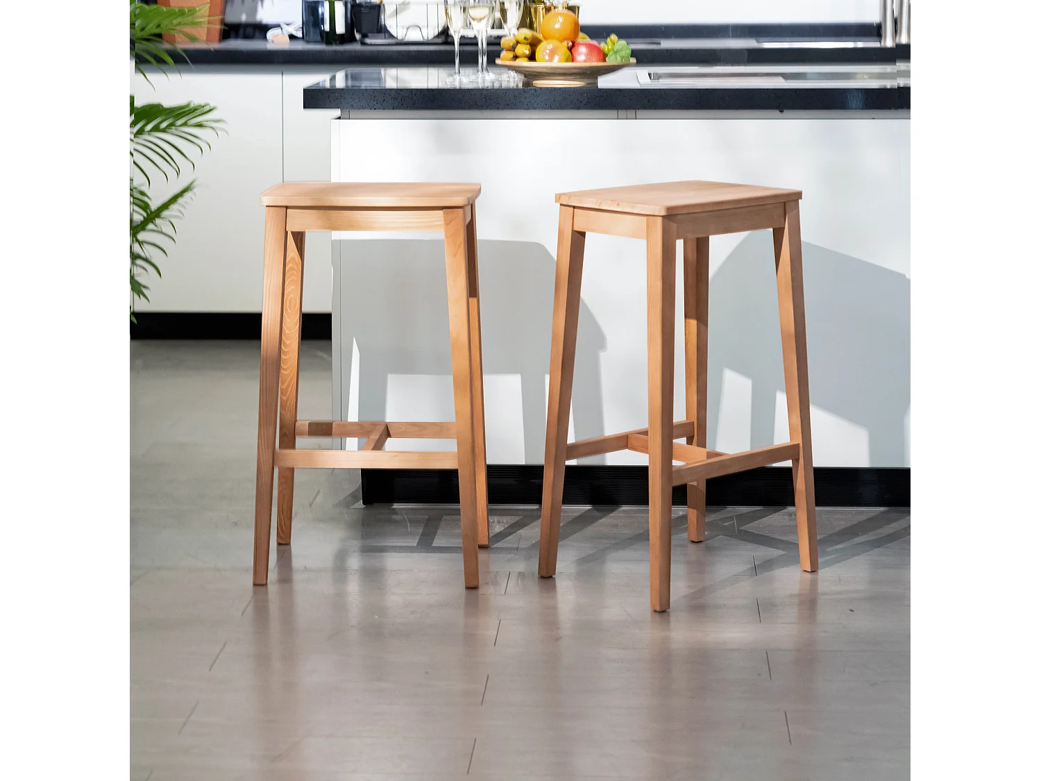 Lot de 2 tabourets de bar bois nature H73 RORIC TALL