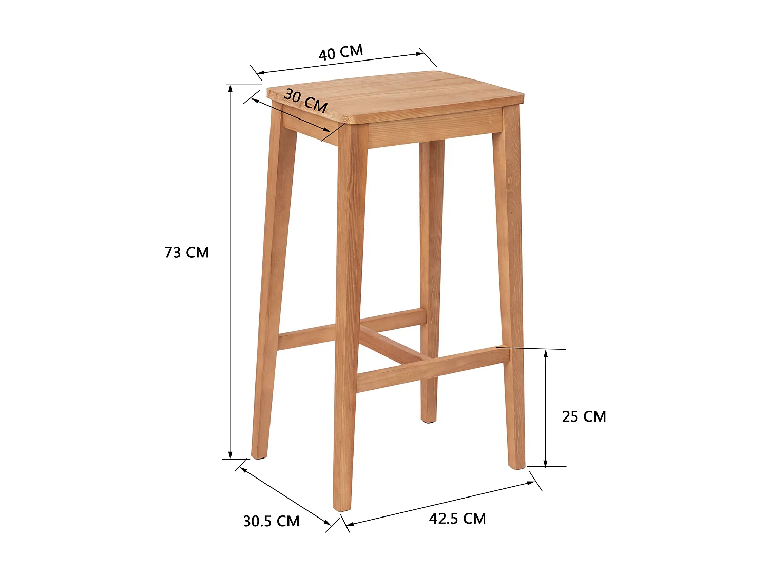 Lot de 2 tabourets de bar bois nature H73 RORIC TALL