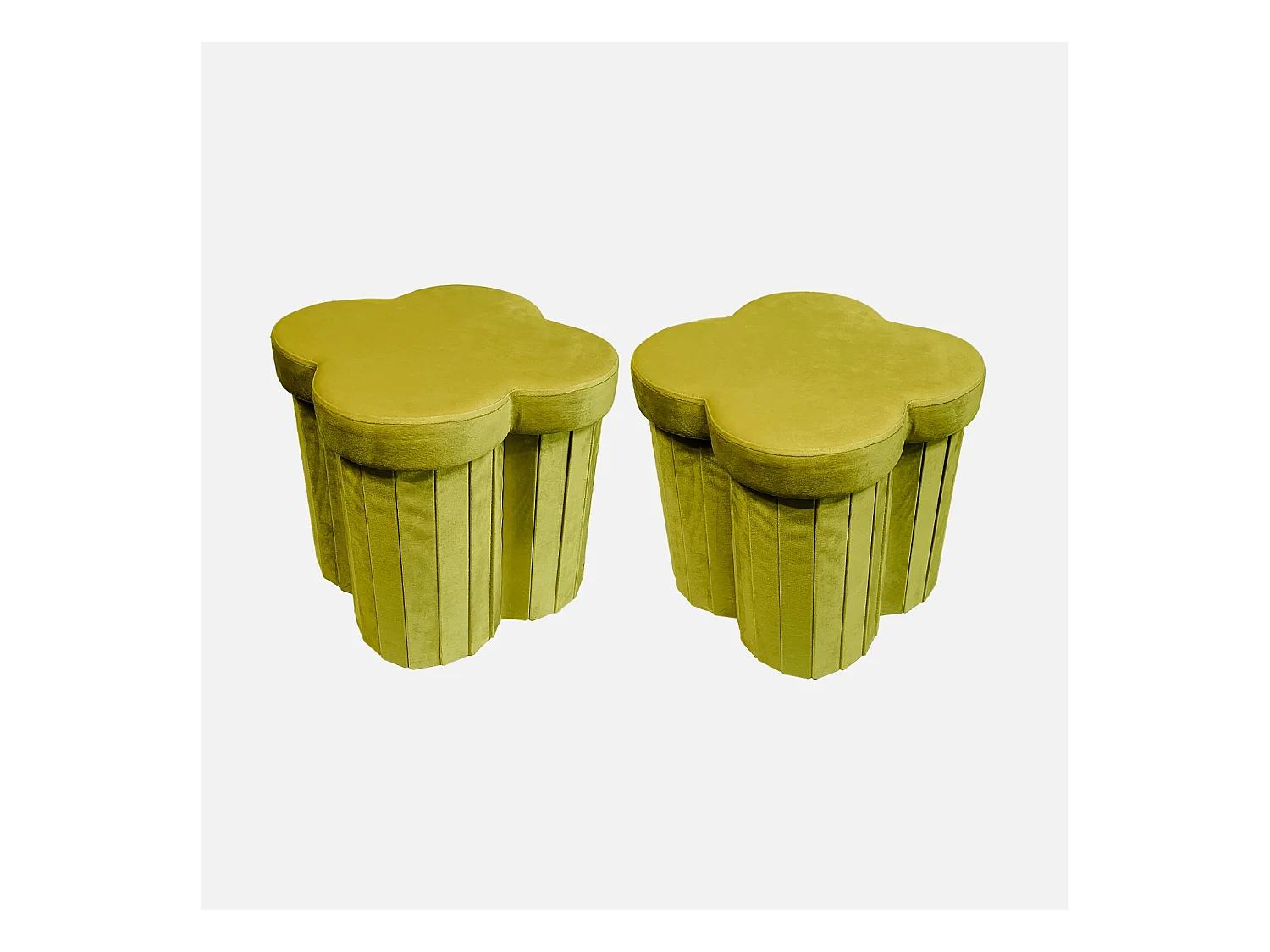 Taburete infantil plegable de terciopelo, set de 2 verde