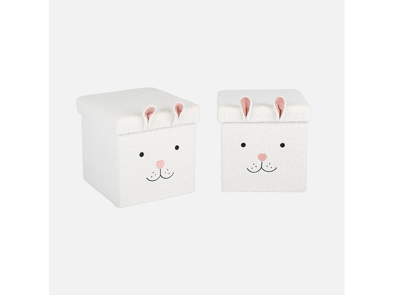 Taburete infantil plegable con conejito, set de 2 blanco