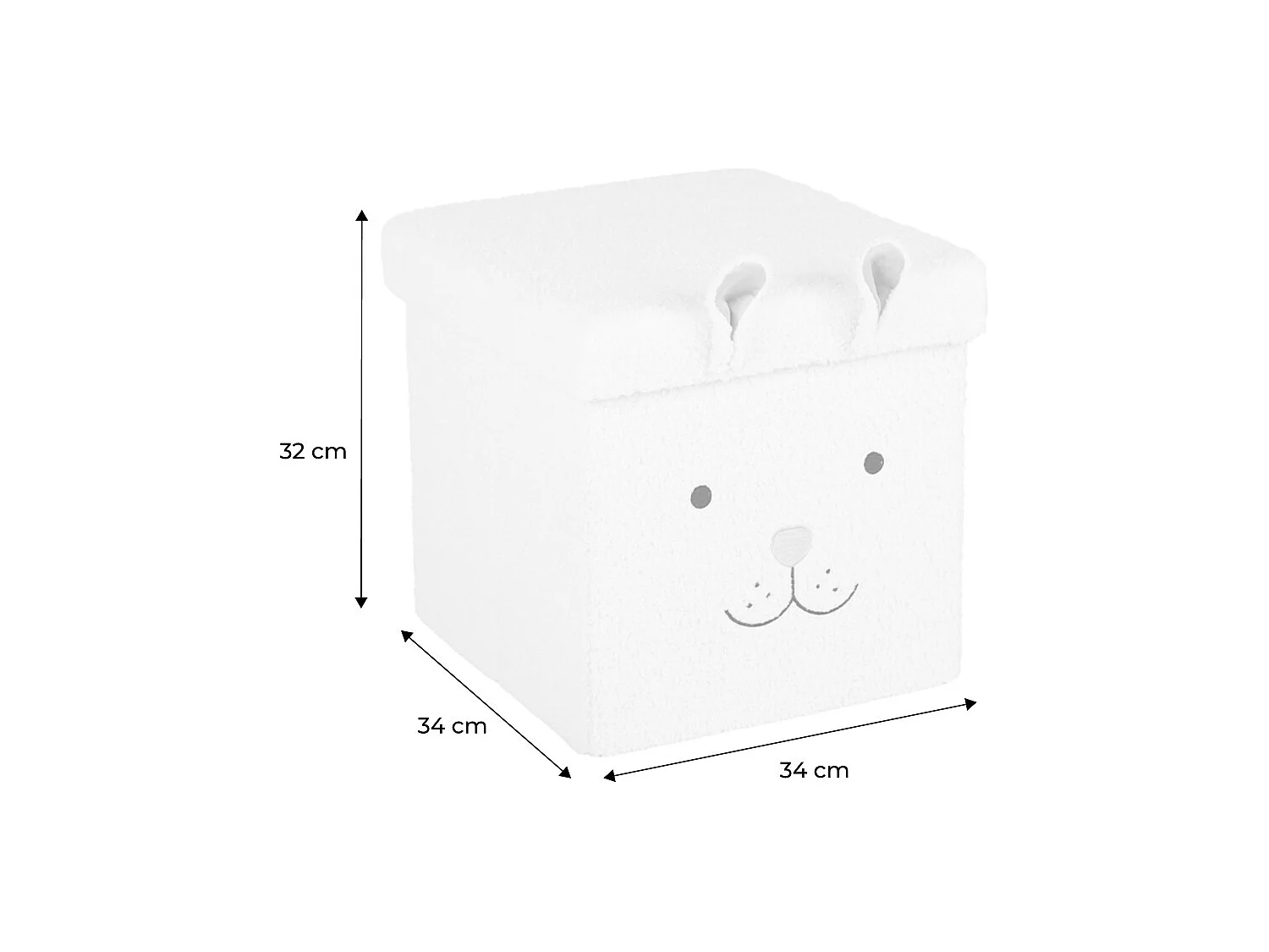 Taburete infantil plegable con conejito, set de 2 blanco