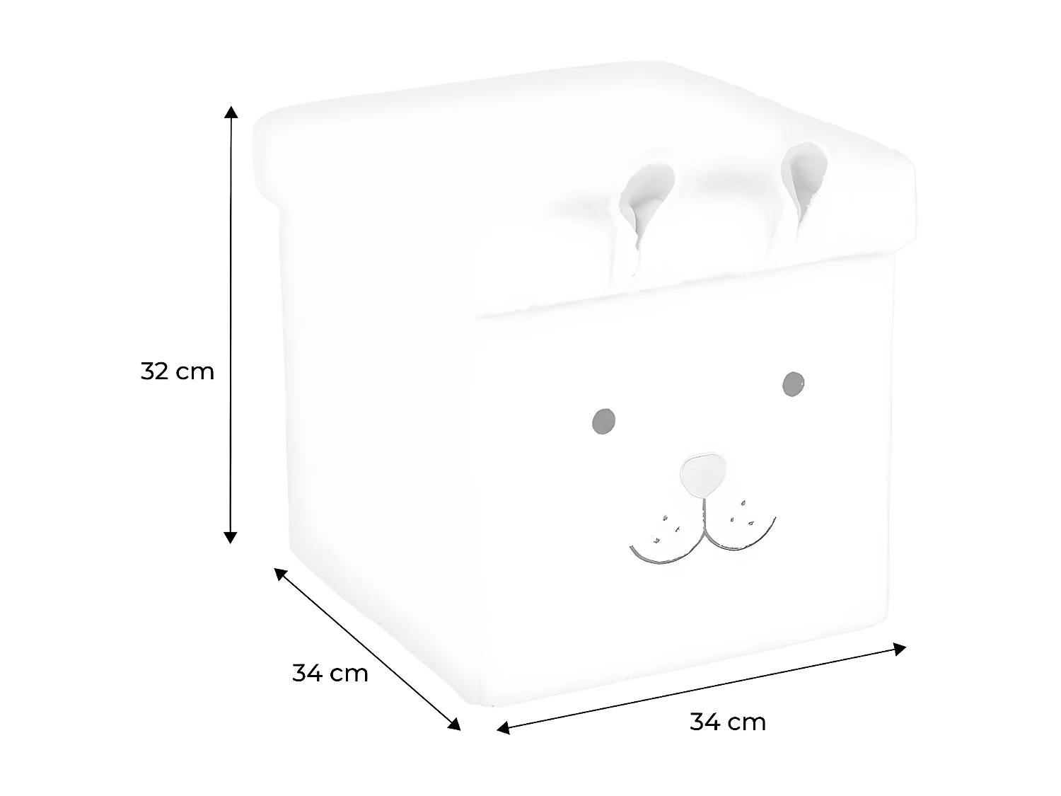 Taburete infantil plegable con conejito, set de 2 blanco