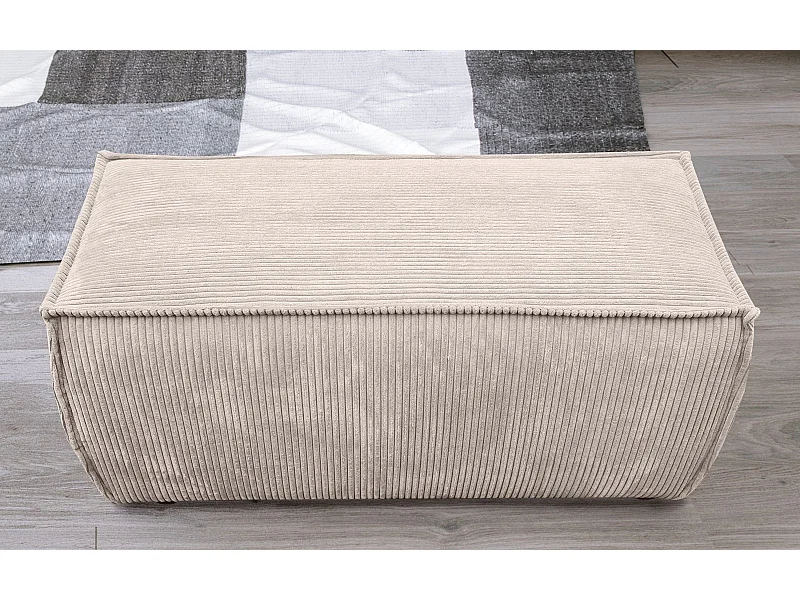 Pouf en Velours Côtelé Eva Beige