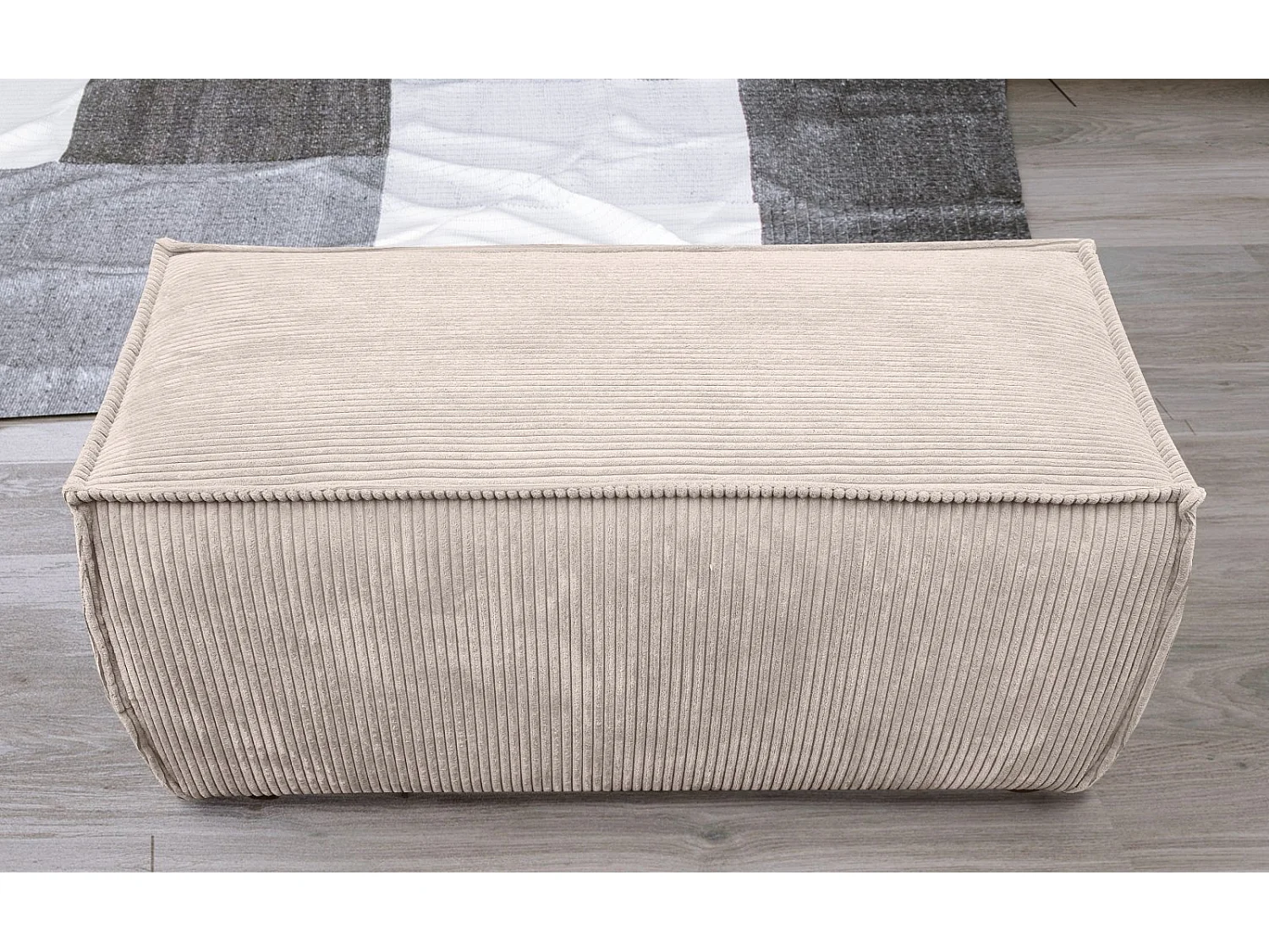 Pouf en Velours Côtelé Eva Beige