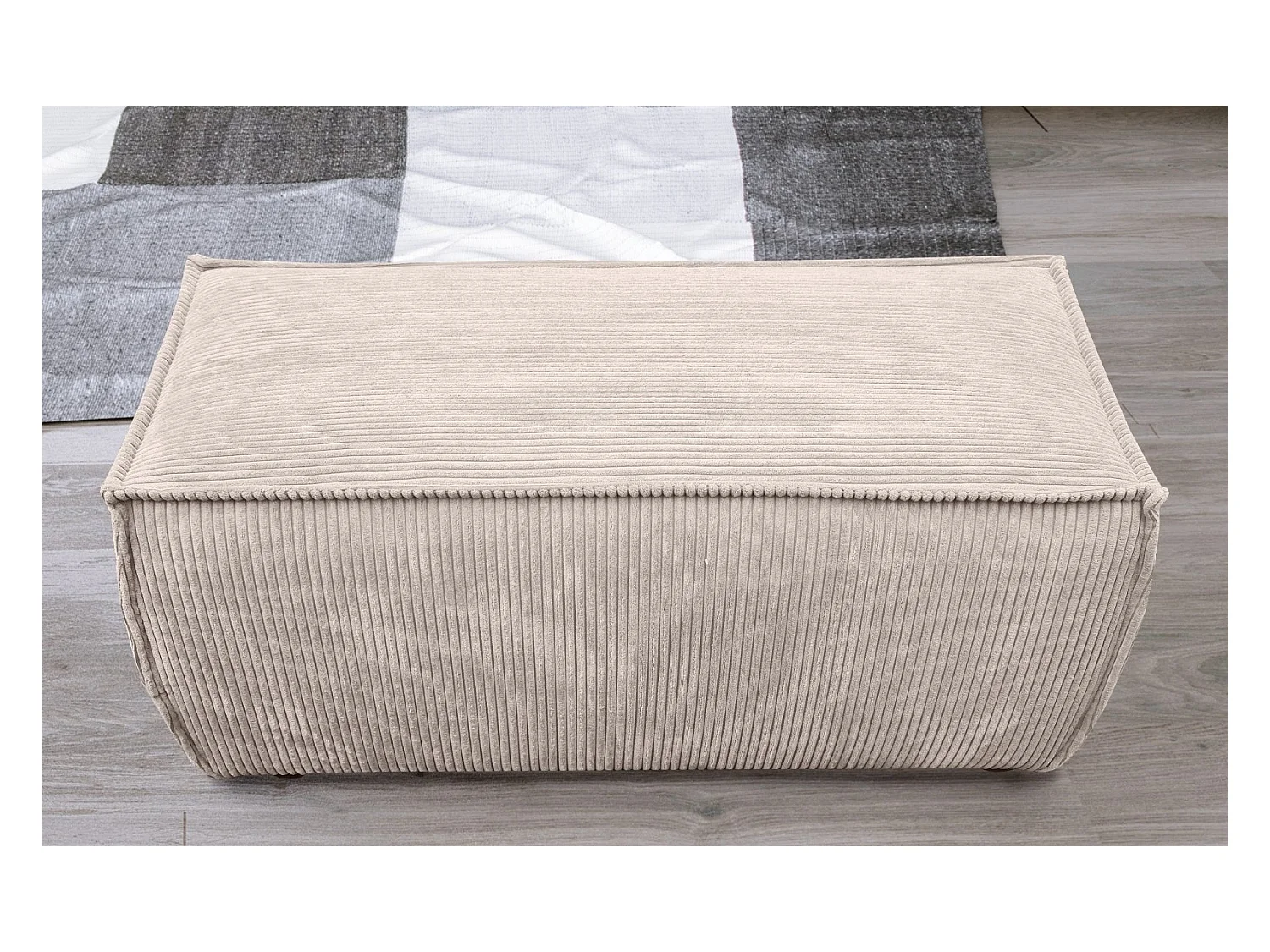 Pouf en Velours Côtelé Eva Beige