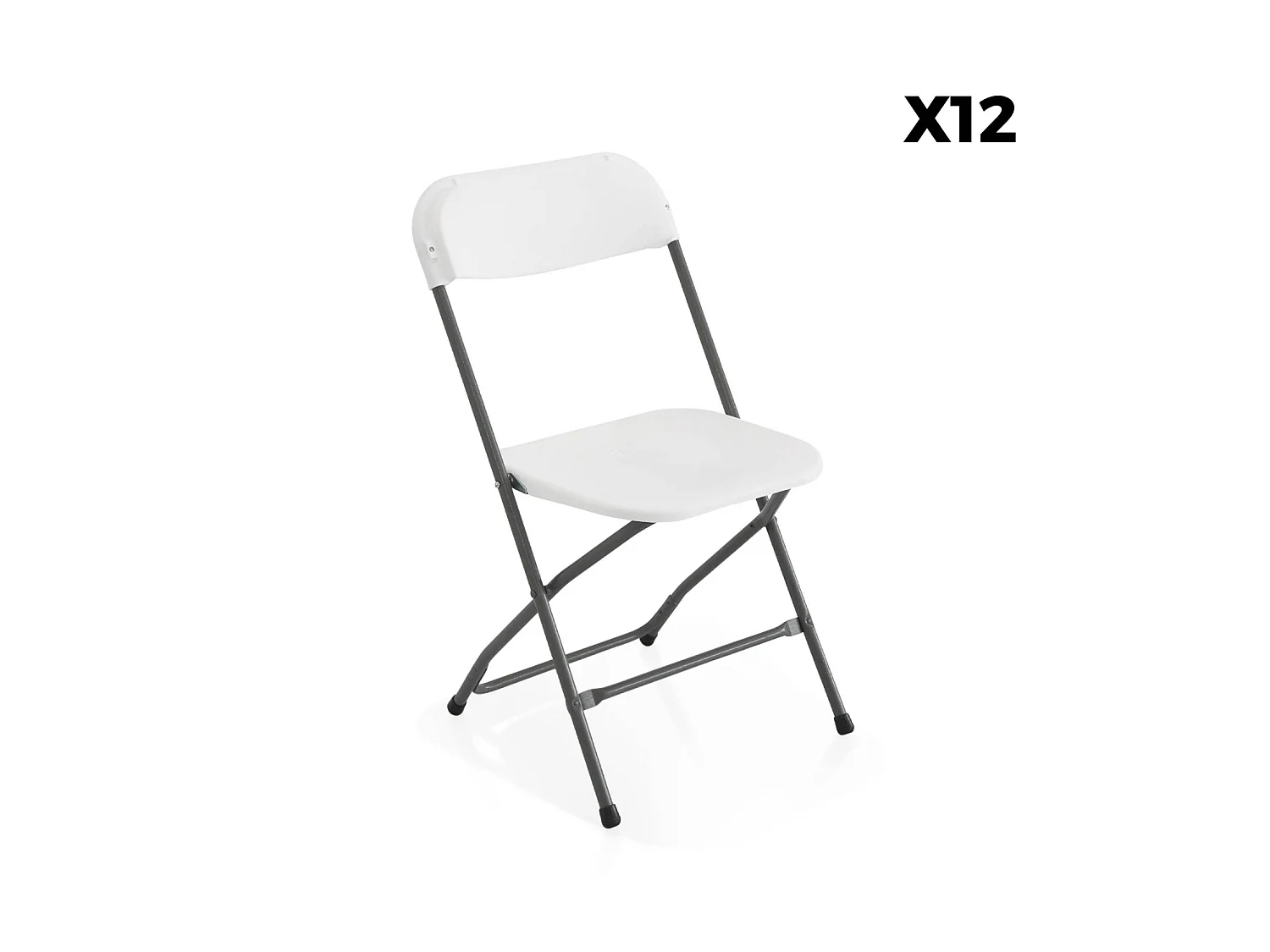 Set 2 tavoli pieghevoli per eventi in plastica con 12 sedie Bianco - 180x69.5x73.5 cm