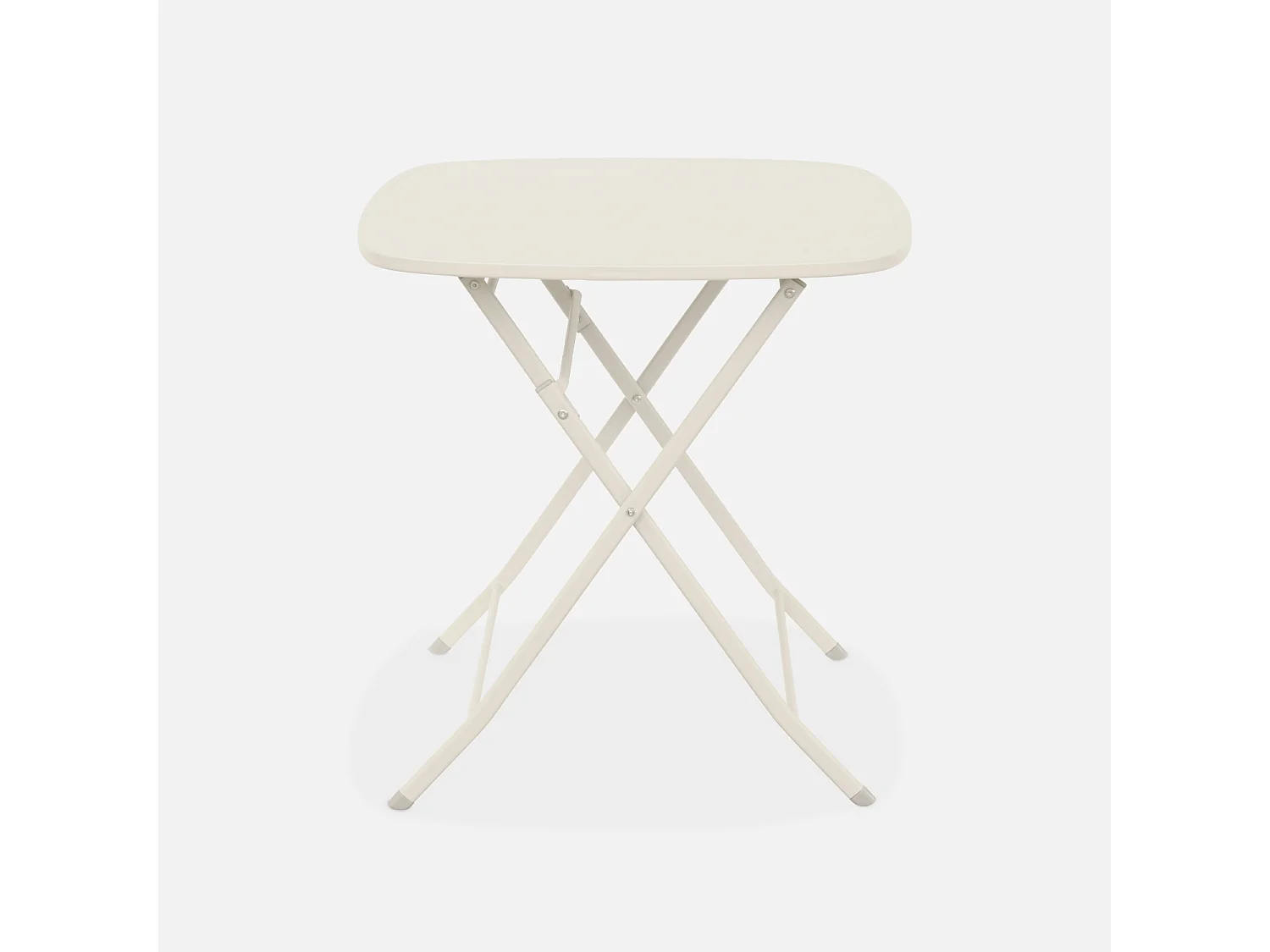 Table de jardin type bistrot pliable beige avec 2 chaises également pliables en acier galvanisé robuste