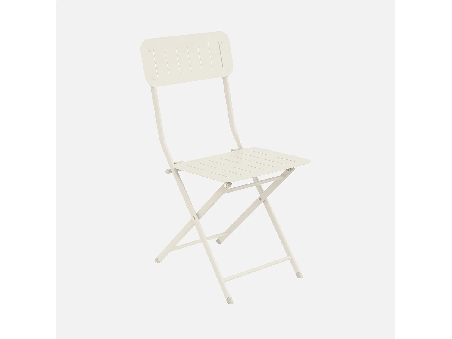 Table de jardin type bistrot pliable beige avec 2 chaises également pliables en acier galvanisé robuste