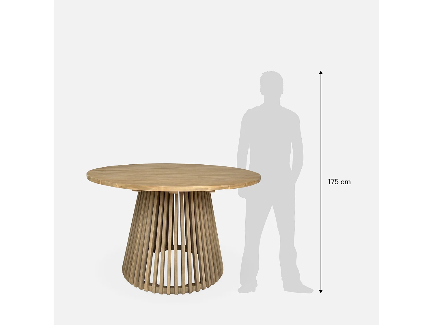 Table intérieur/extérieur bois d'acacia + 4 assises en corde beige et acier