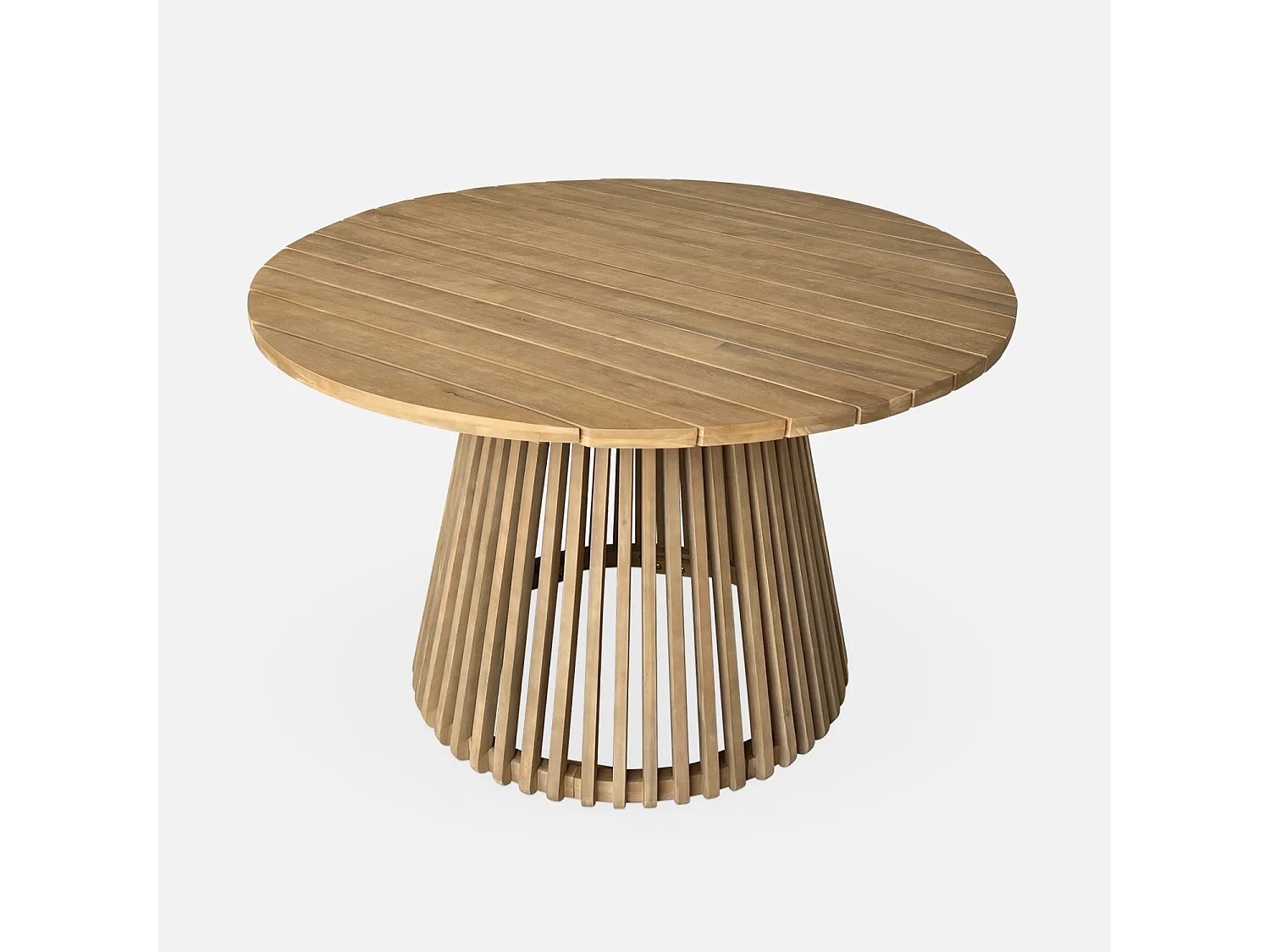 Set tavolo da pranzo rotondo in legno con 4 poltrone in corda, beige