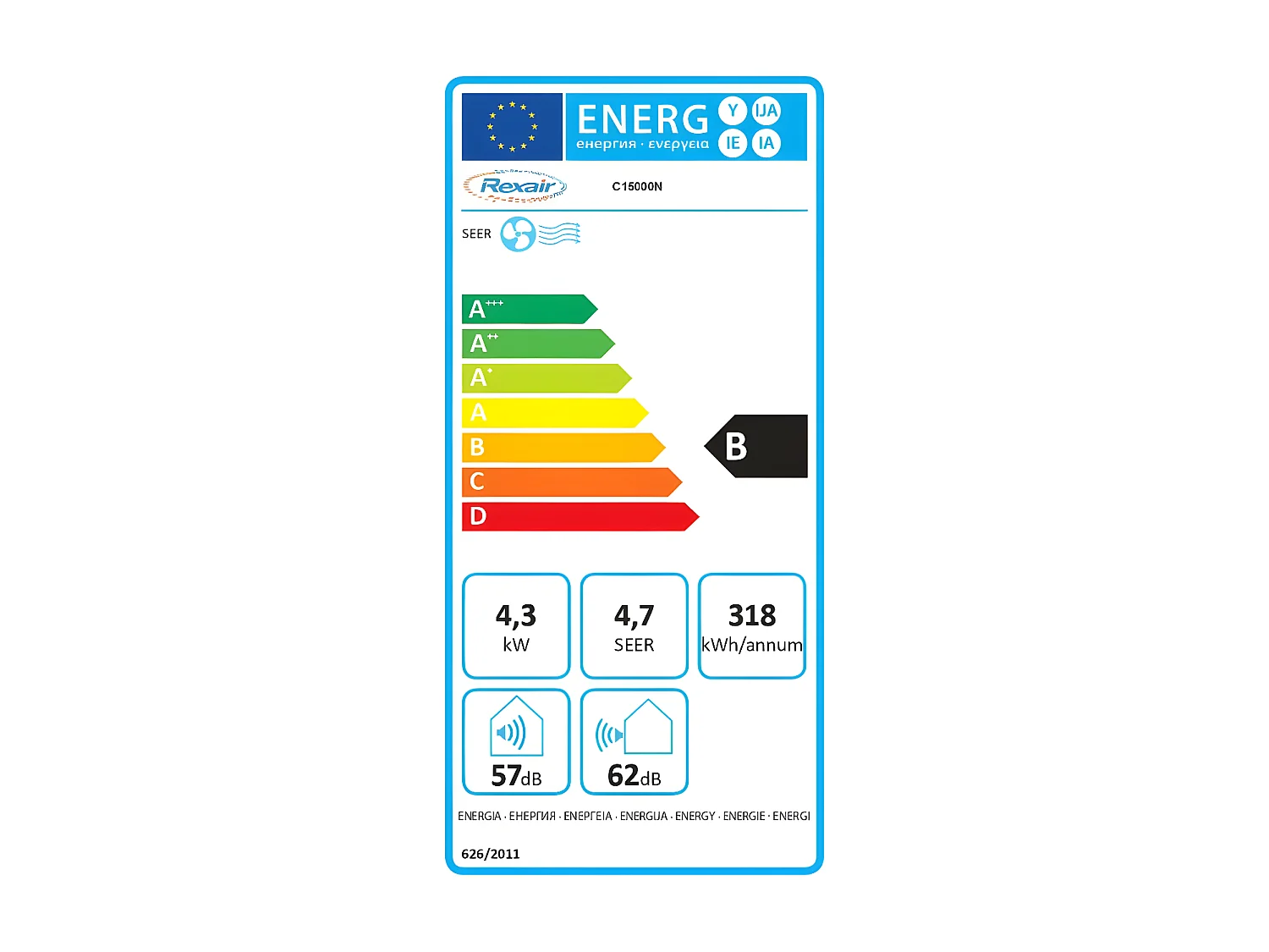 Climatiseur mobile split C15000N - 4.3 kW - Rexair France