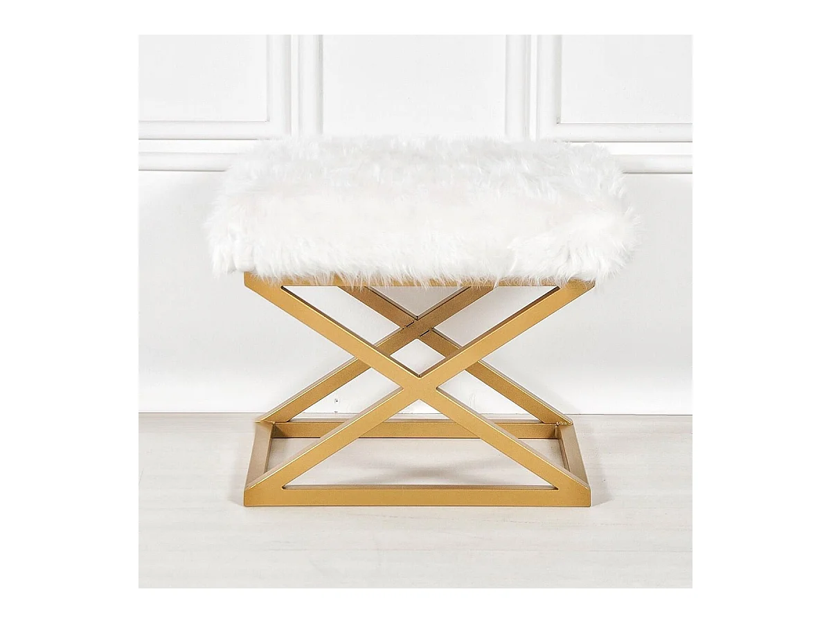 Puf Altadena 576, Blanco, 42x40x50cm, Tapiz, Patas: Metal