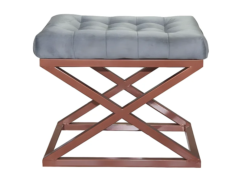 Tabouret assise capitonnée Ulad Métal Cuivre et Velours Gris