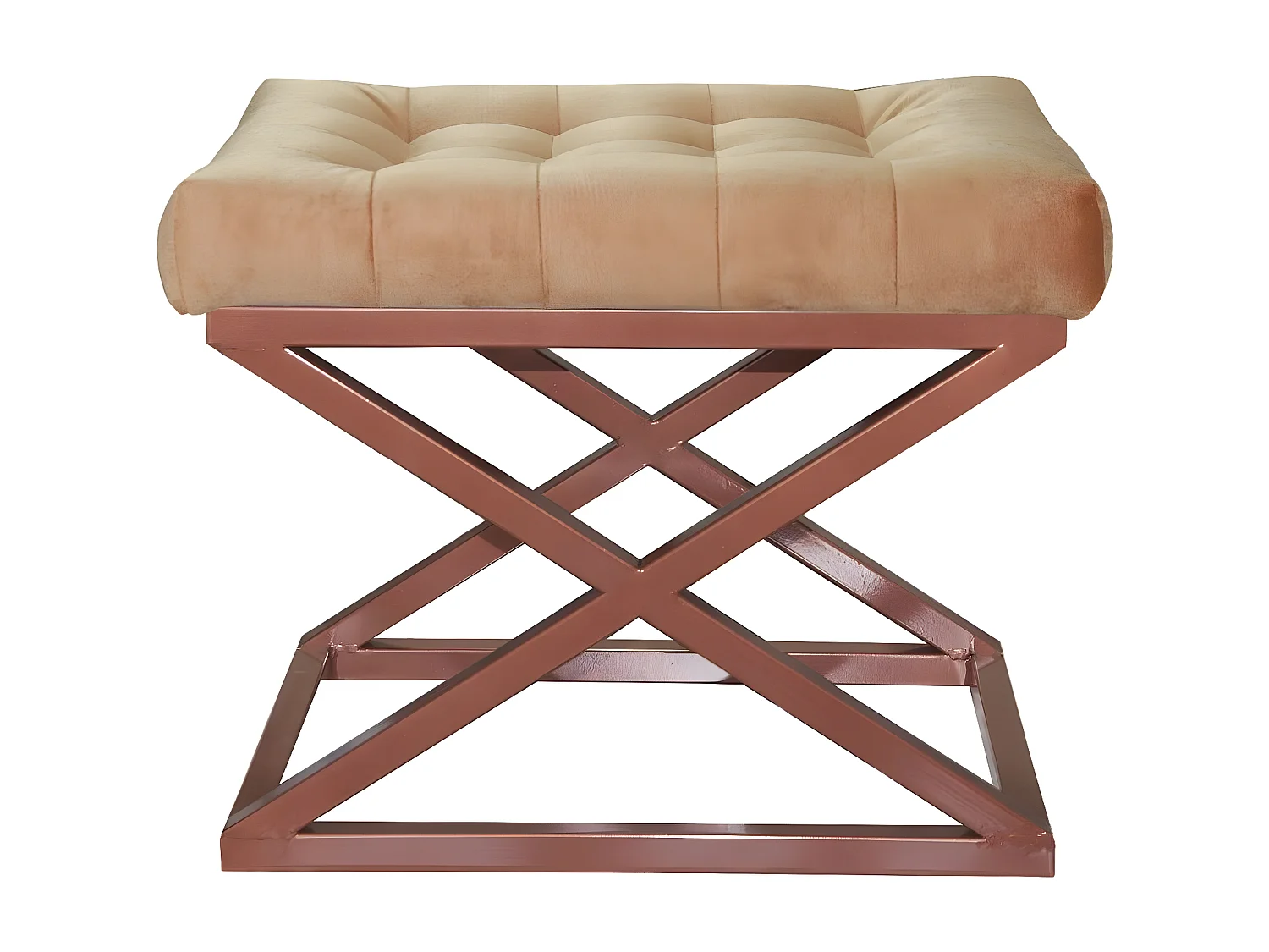 Tabouret assise capitonnée Ulad Métal Cuivre et Velours Jaune