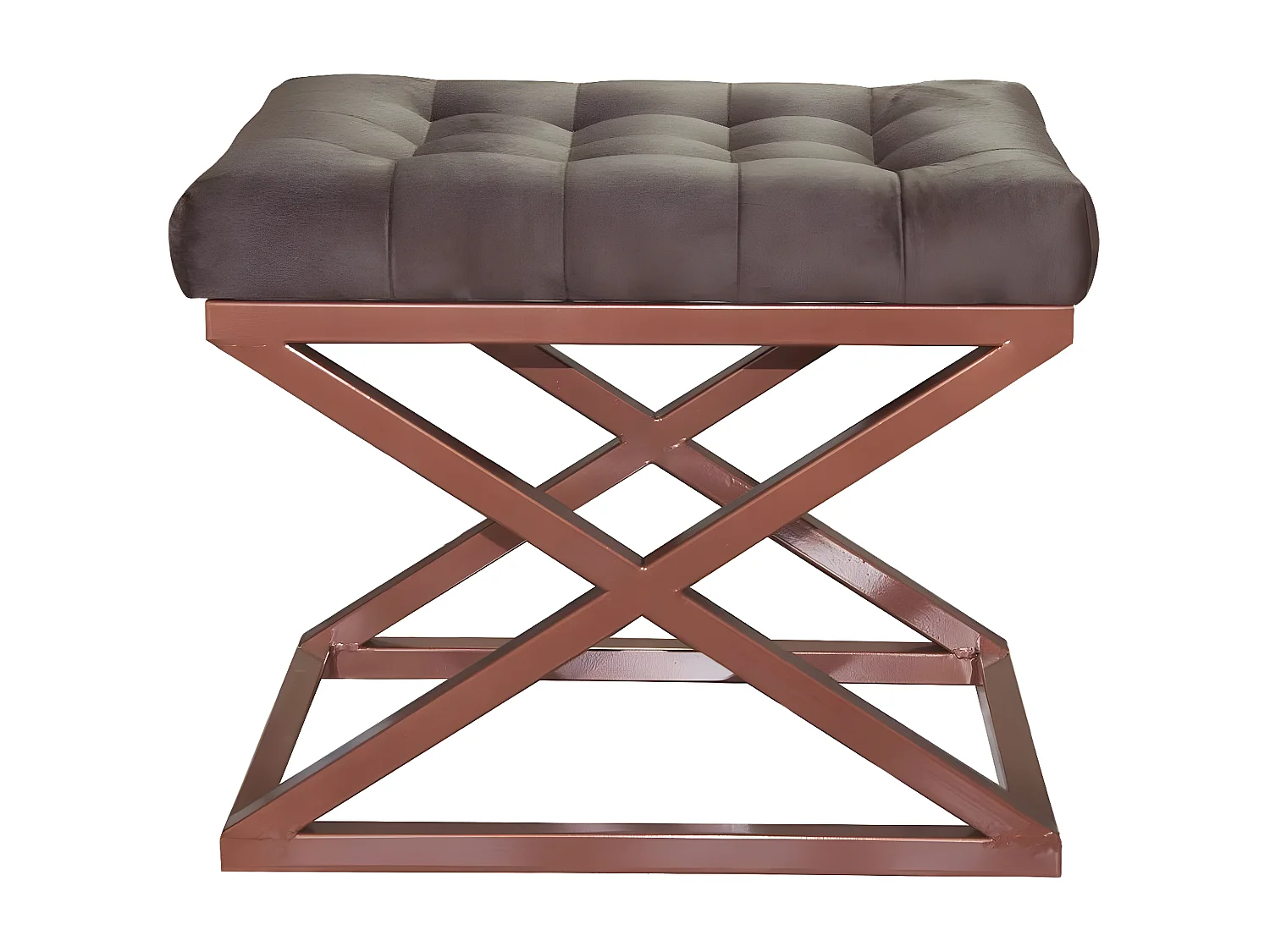 Tabouret assise capitonnée Ulad Métal Cuivre et Velours Marron