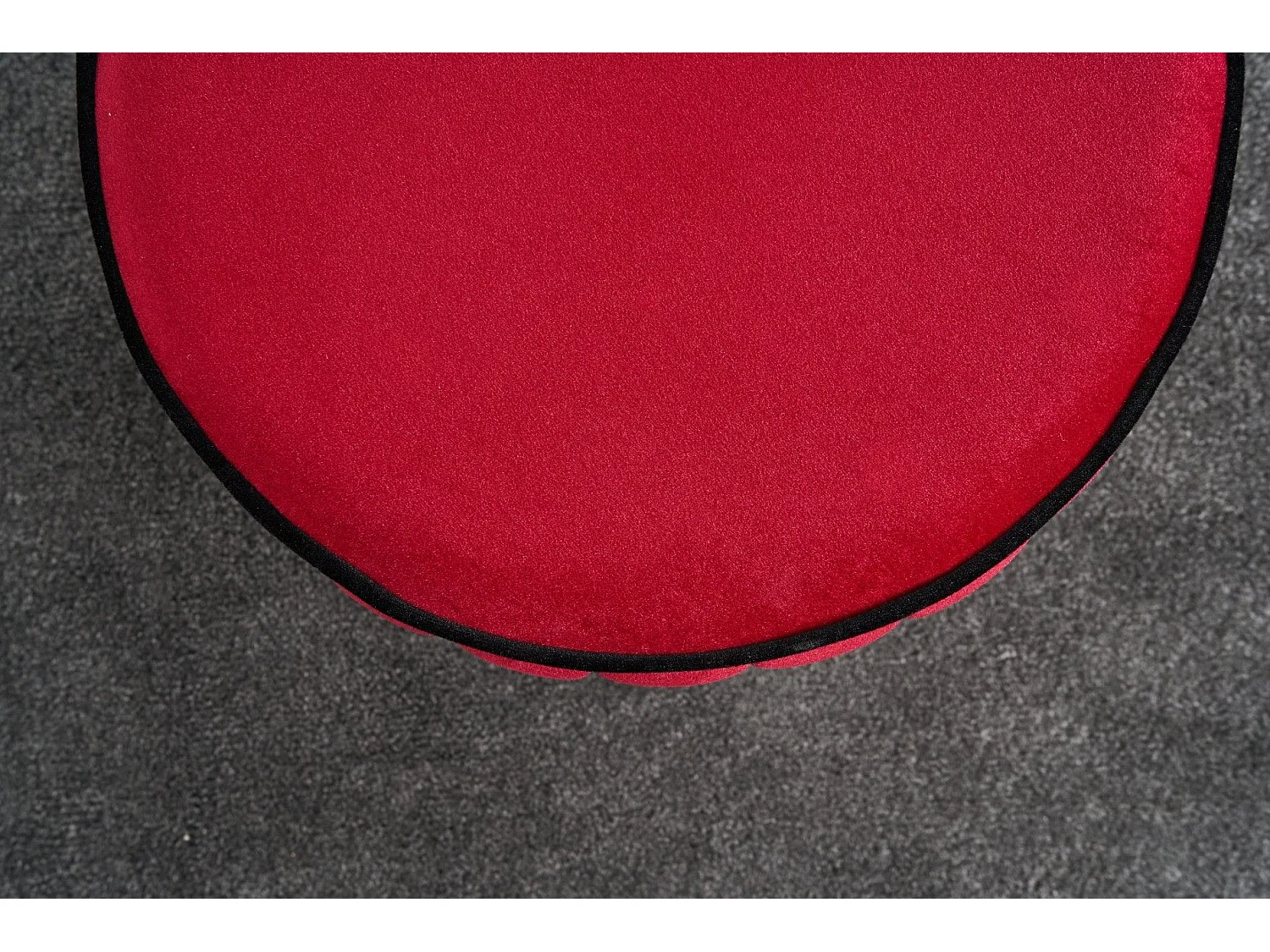 Tabouret Jima D40cm Bois foncé et Velours Rouge et Noir