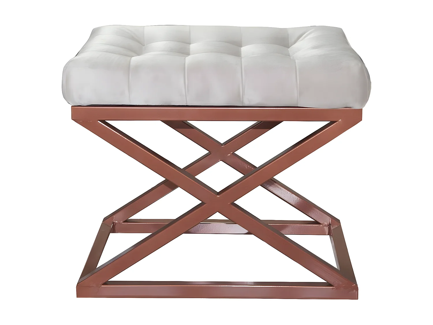 Tabouret assise capitonnée Ulad Métal Cuivre et Velours Blanc