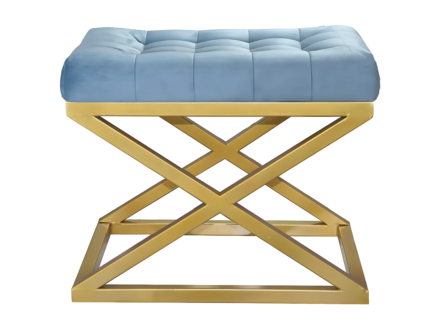 Tabouret assise capitonnée Ulad Métal Or et Velours Turquoise