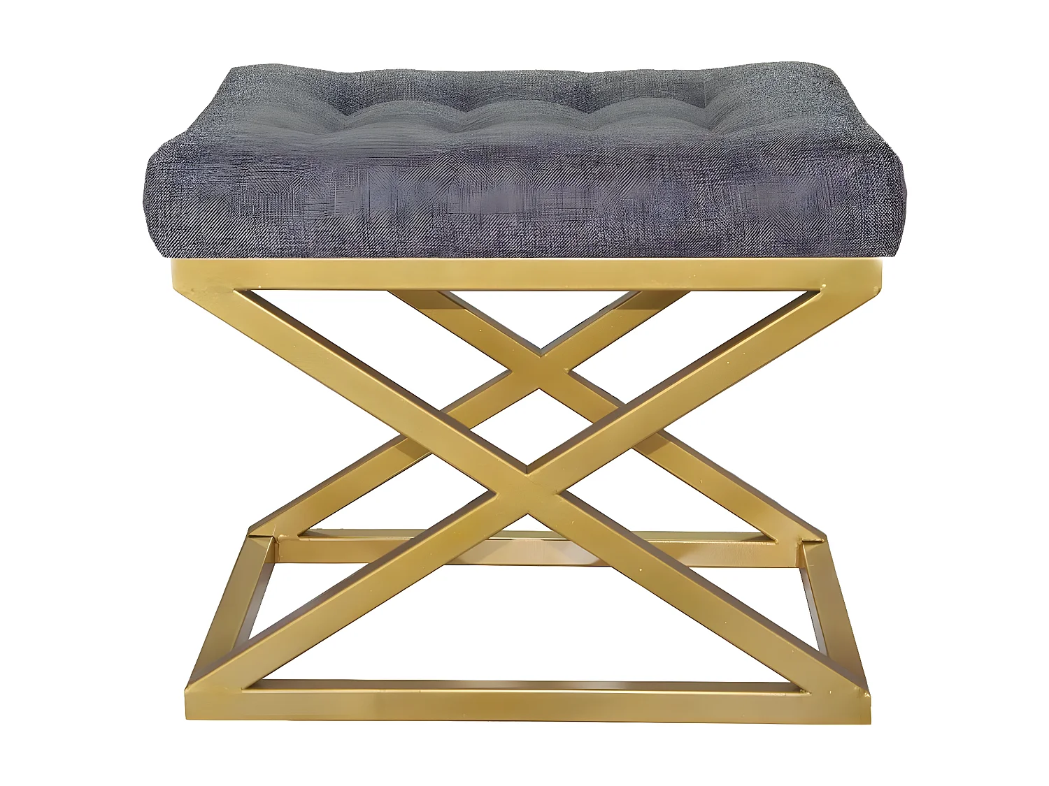 Tabouret assise capitonnée Ulad Métal Or et Velours Gris