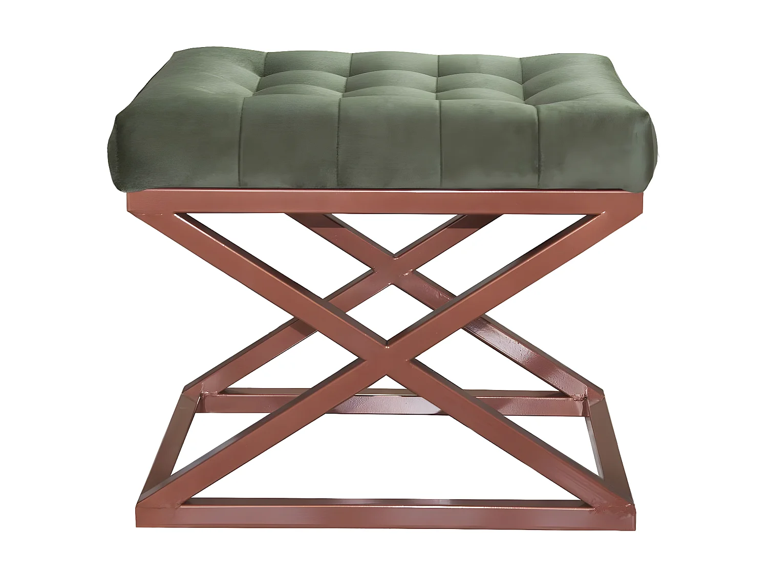 Tabouret assise capitonnée Ulad Métal Cuivre et Velours Vert