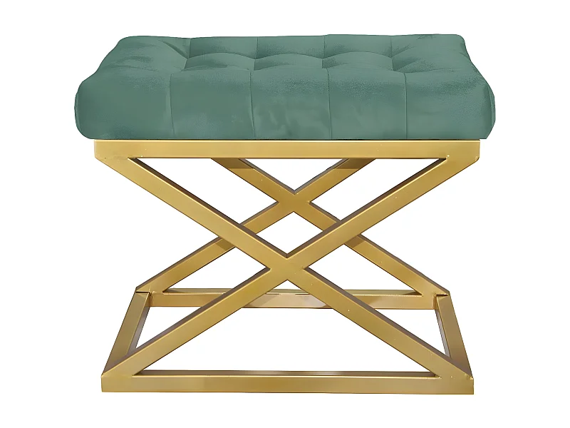 Tabouret assise capitonnée Ulad Métal Or et Velours Vert