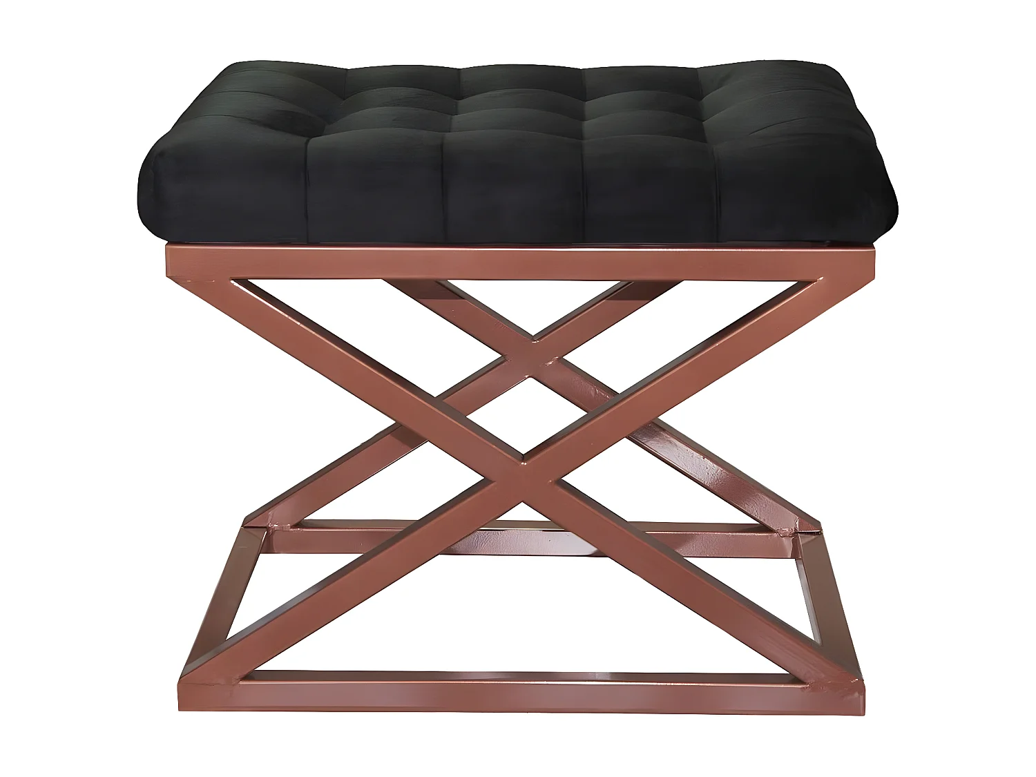 Tabouret assise capitonnée Ulad Métal Cuivre et Velours Noir