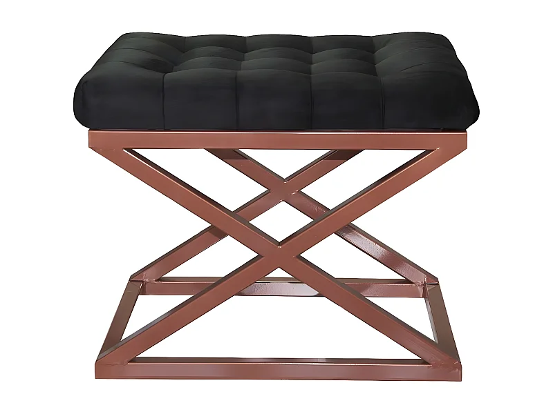Tabouret assise capitonnée Ulad Métal Cuivre et Velours Noir