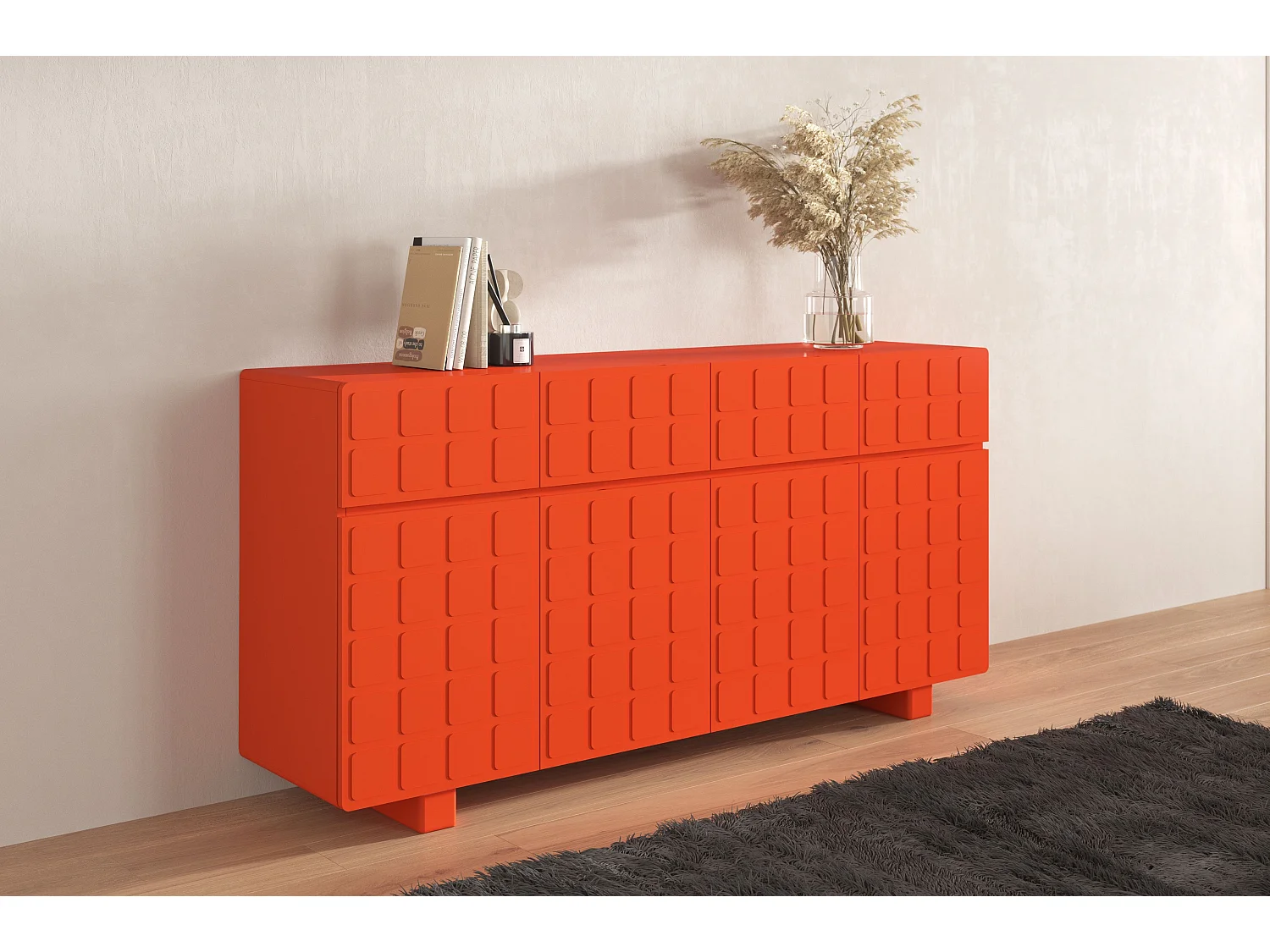 Komoda z frontami 3D Skandica CUBO LONG / marsala / 169cm