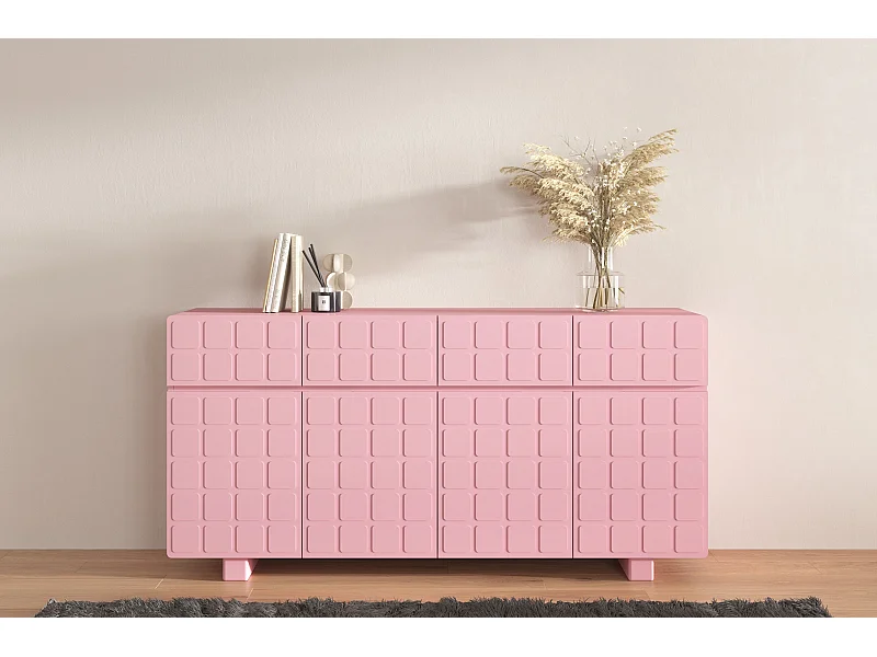 Sideboard Cubo long, geometrische 3d fronten, 169 cm, rosa