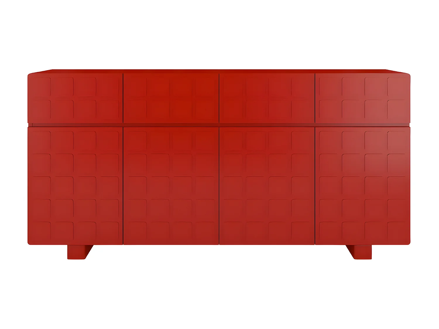 Buffet moderne Skandica CUBO LONG avec façades 3D / couleur bordeaux / largeur 169 cm
