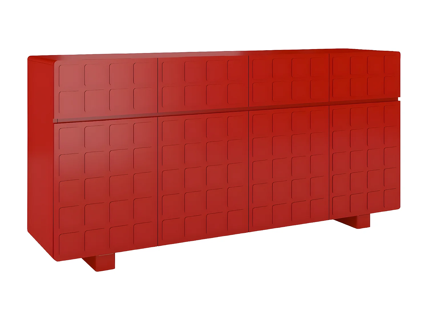 Buffet moderne Skandica CUBO LONG avec façades 3D / couleur bordeaux / largeur 169 cm