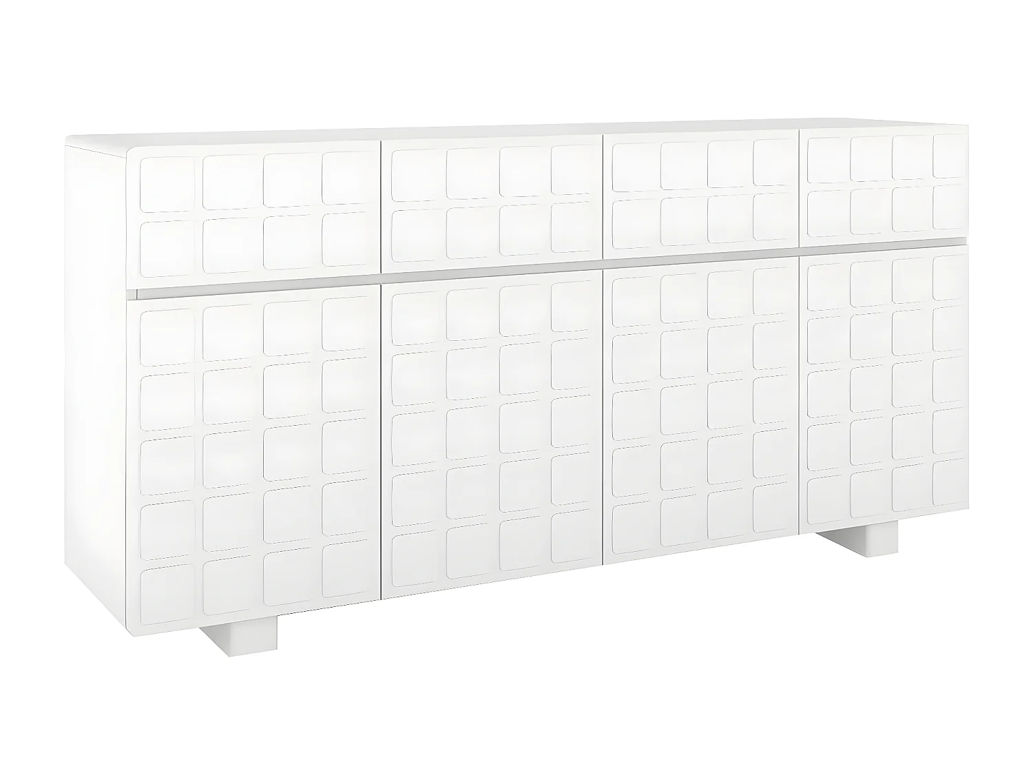 Sideboard Cubo long, geometrische 3d fronten, 169 cm, weiß