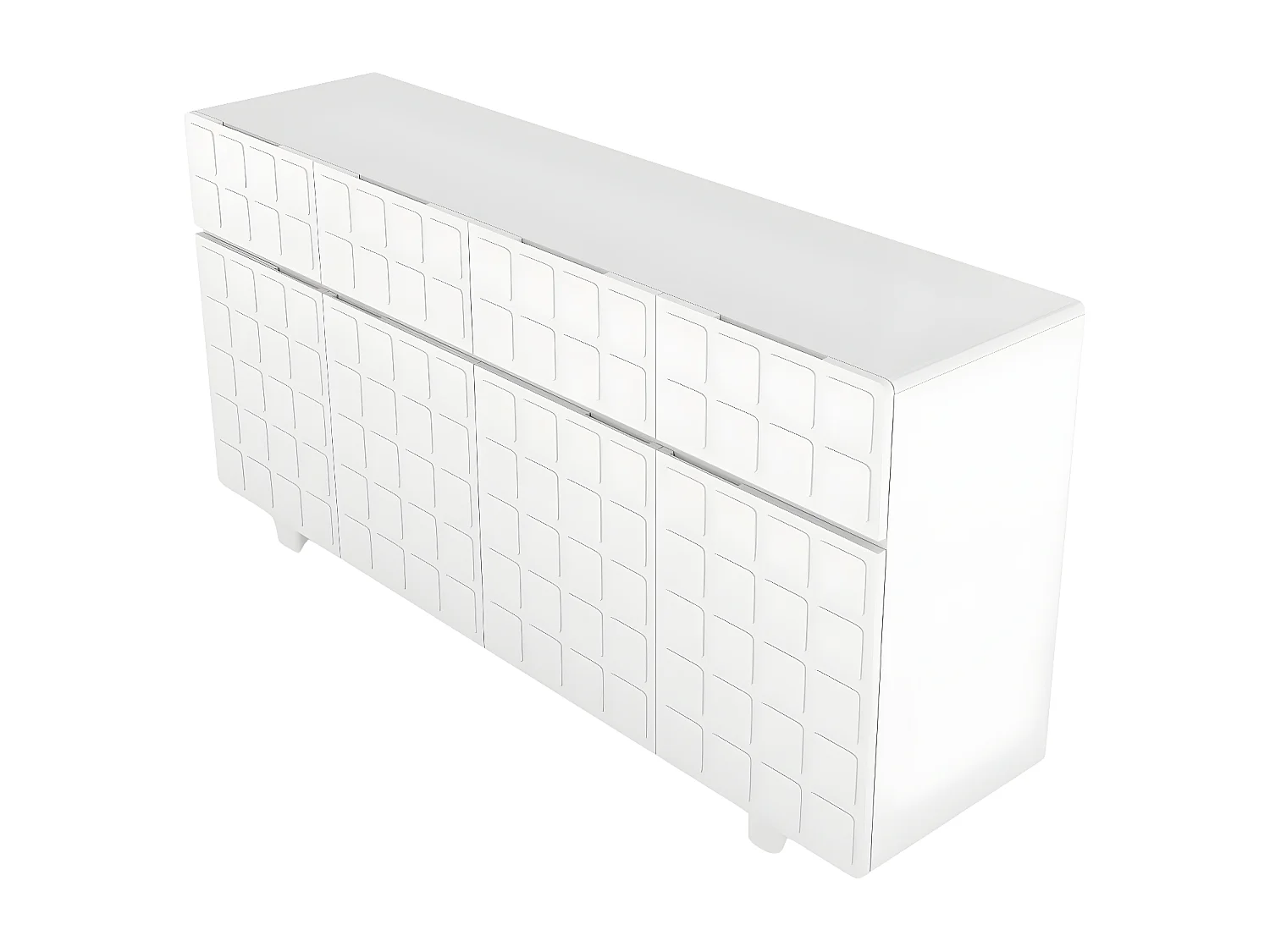 Sideboard Cubo long, geometrische 3d fronten, 169 cm, weiß