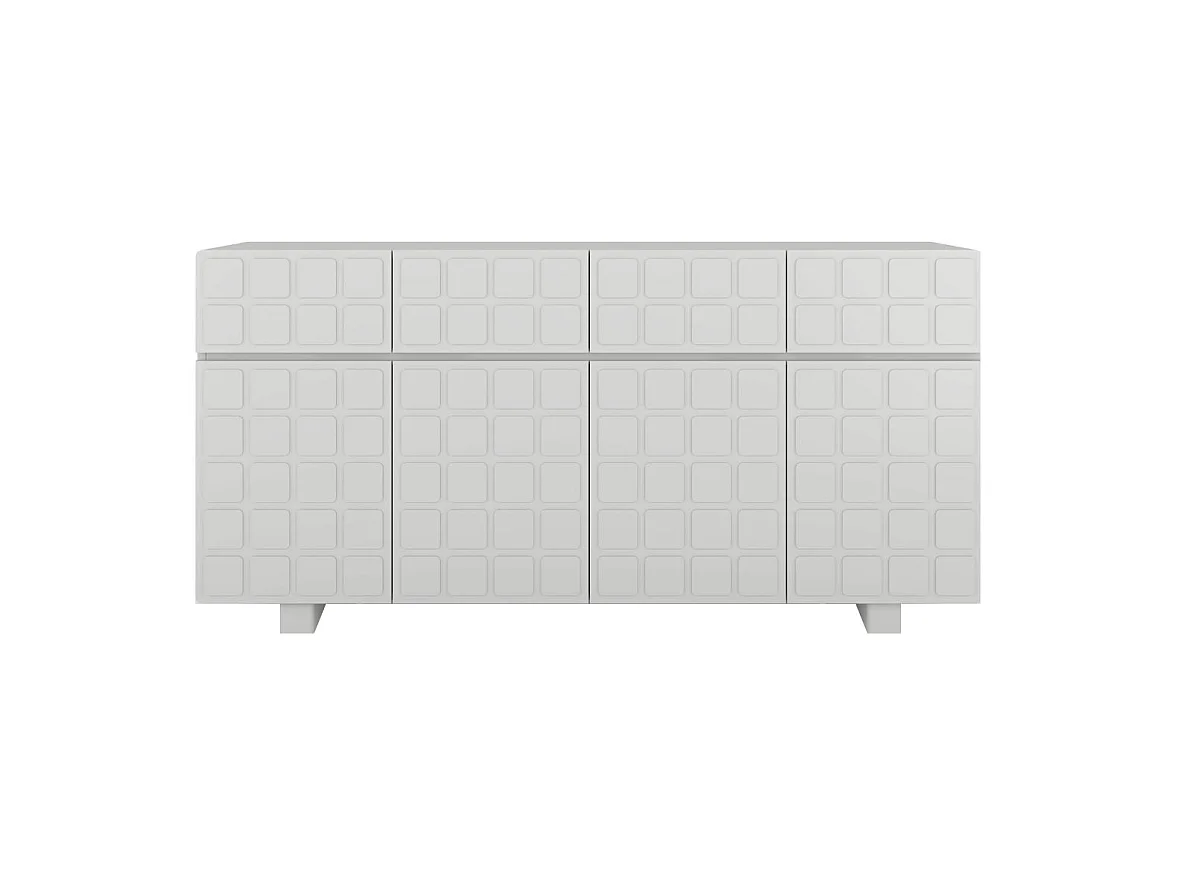 Sideboard Cubo long, geometrische 3d fronten, 169 cm, grau