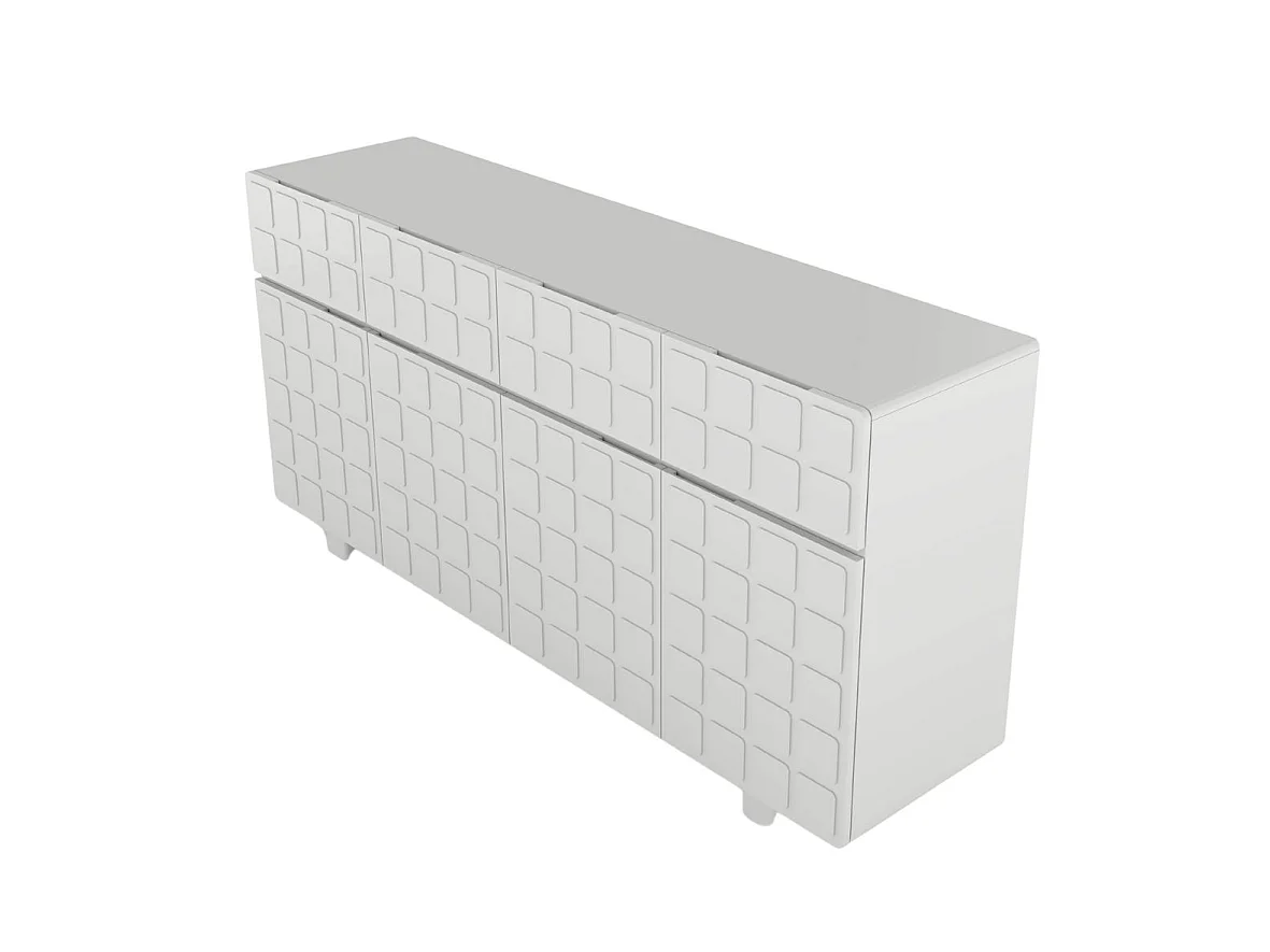 Sideboard Cubo long, geometrische 3d fronten, 169 cm, grau